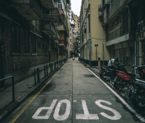 motorcycles on sidewalk